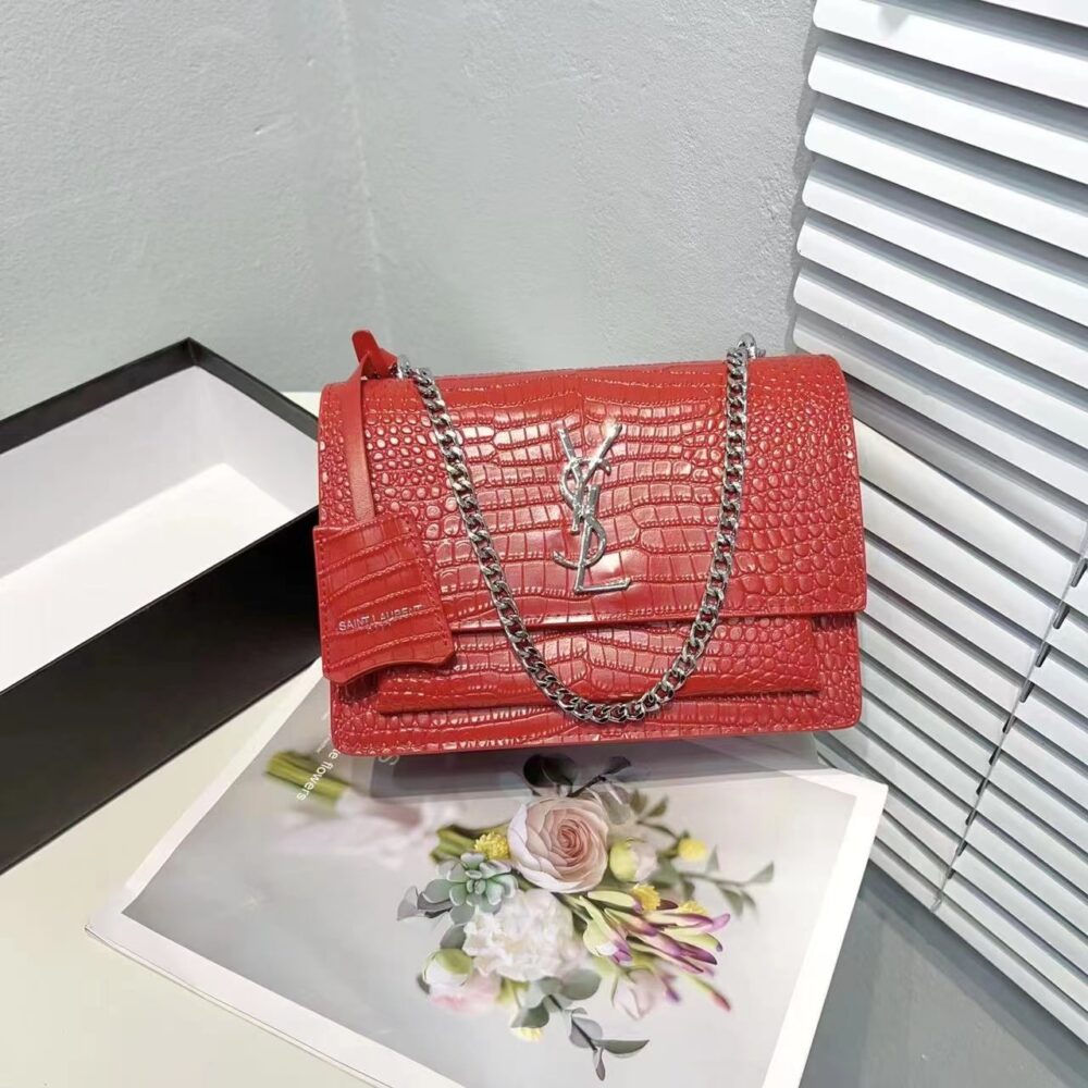 Alternative view of Saint Laurent Sunset Embossed Leather Bag Red 22Cm