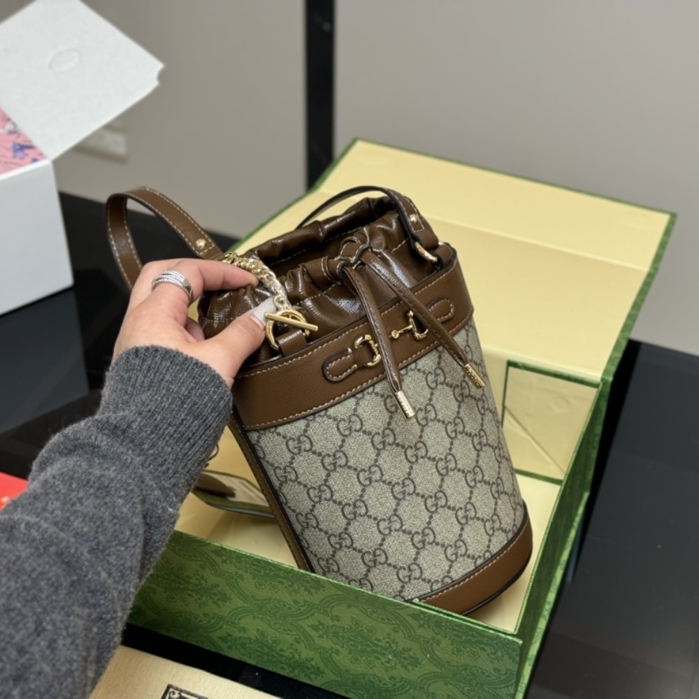 Alternative view of Gucci Housebit 1955 Small Bucket Bag Brown 18Cm