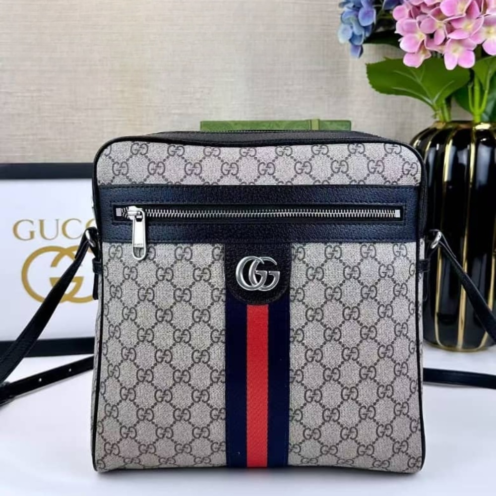 Alternative view of Gucci Ophidia Small Messenger Bag Beige and Blue GG Supreme Canvas 23Cm ‎547926 96IWN 4076