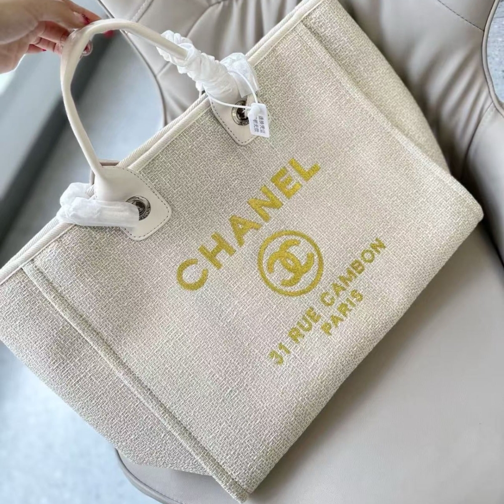 Alternative view of Chanel Deauville Large Tote Shopping Bag White 38Cm
