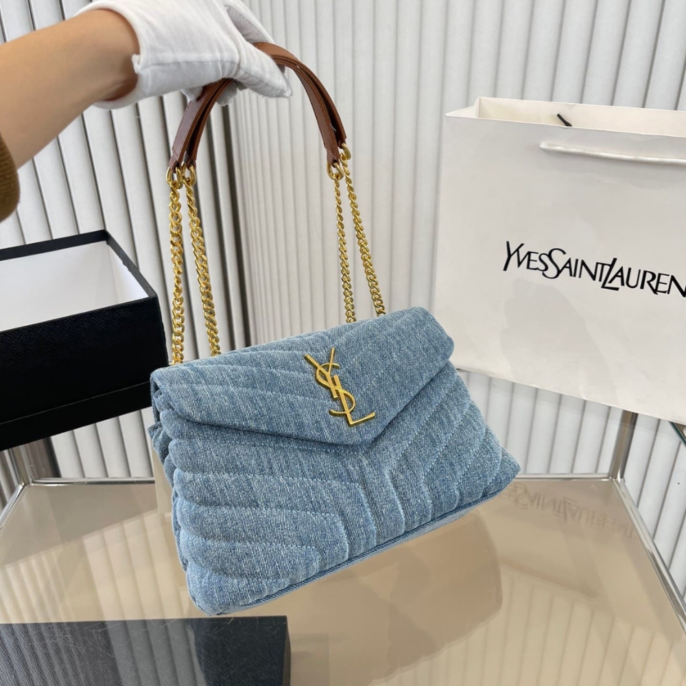 Alternative view of Saint Laurent Loulou Small Chain Bag In Quilted Y Denim Blue 25Cm