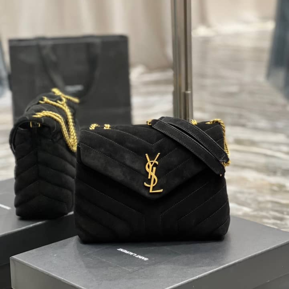 Alternative view of Saint Laurent Loulou Small Flap Bag Suede Black 25Cm