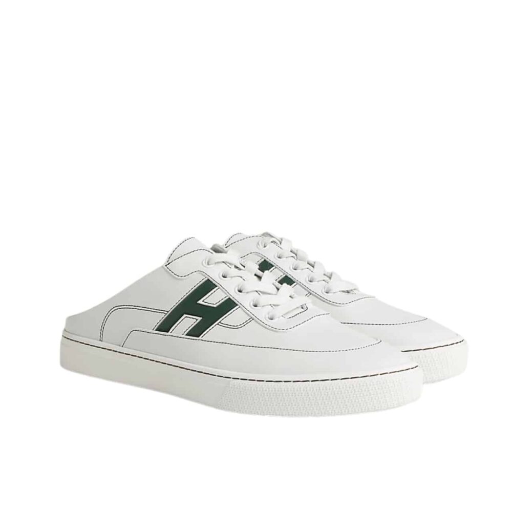Hermes Keep Sneaker Blanc And Vert Bouteille H251913ZH14400