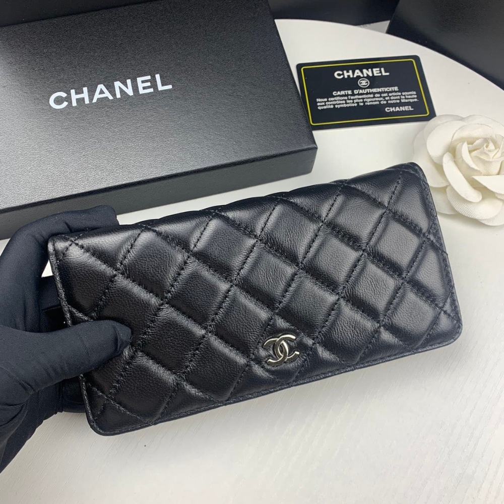 Alternative view of Chanel Black Quilted Classic Long Flap With Silver Hardware Wallet 19.5Cm