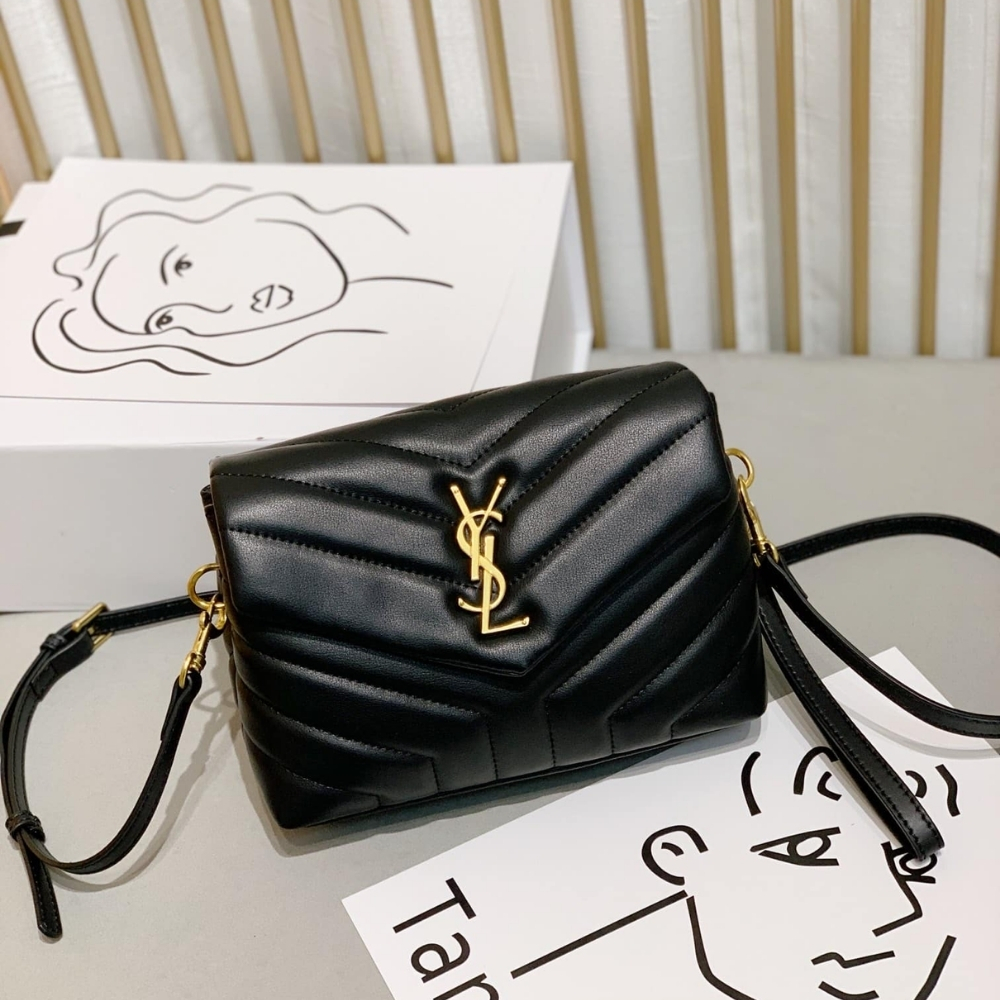 Alternative view of Saint Laurent Loulou Toy Strap Bag In Quilted Y Black With Bronze Toned Metal Hardware 20Cm 678401DV7071000