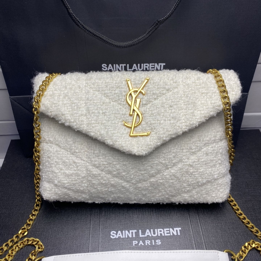 Alternative view of Saint Laurent Small Loulou Boucle Bag White 23Cm