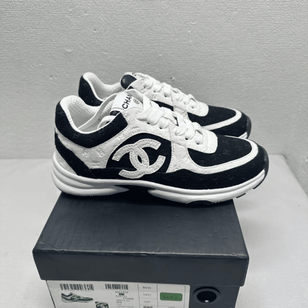 Alternative view of Chanel Printed Suede Calfskin Sneakers White And Black G39230 X56653 94305