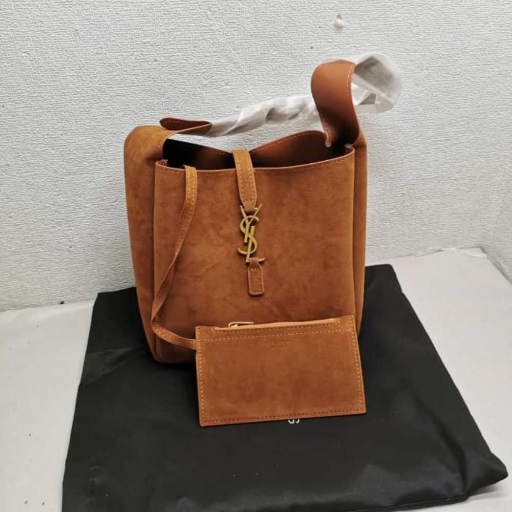 Alternative view of Saint Laurent Le 5 À 7 Supple In Suede Golden Brown 24Cm