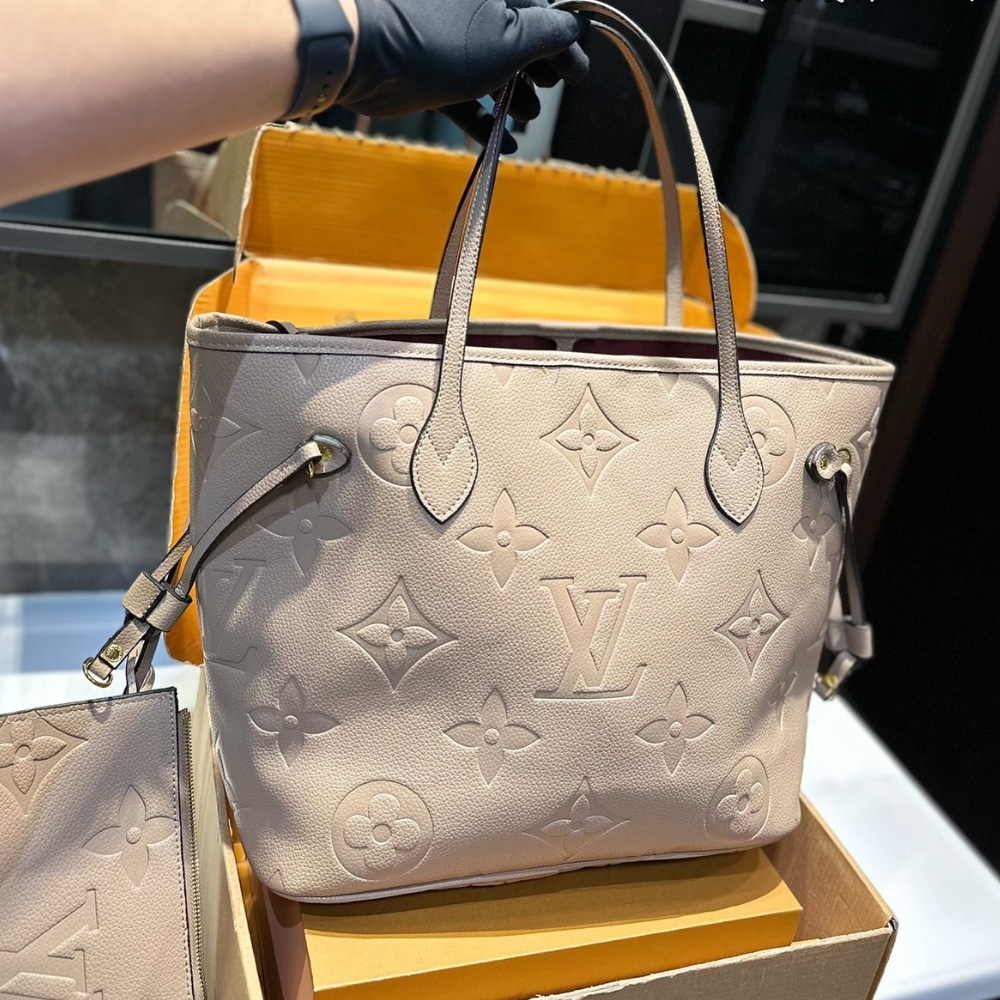 Alternative view of Louis Vuitton Neverfull MM Monogram Empreinte Bag Beige 32Cm