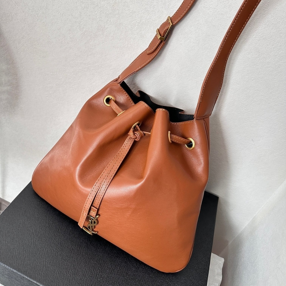 Alternative view of Saint Laurent Paris VII Medium Flat Hobo Bag In Smooth Brown 28Cm