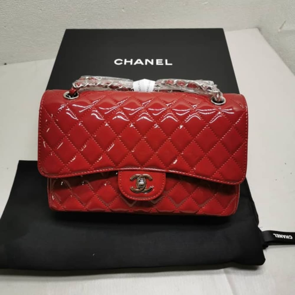 Alternative view of Chanel Medium Classic Double Flap Bag Patent Leather Red 26Cm