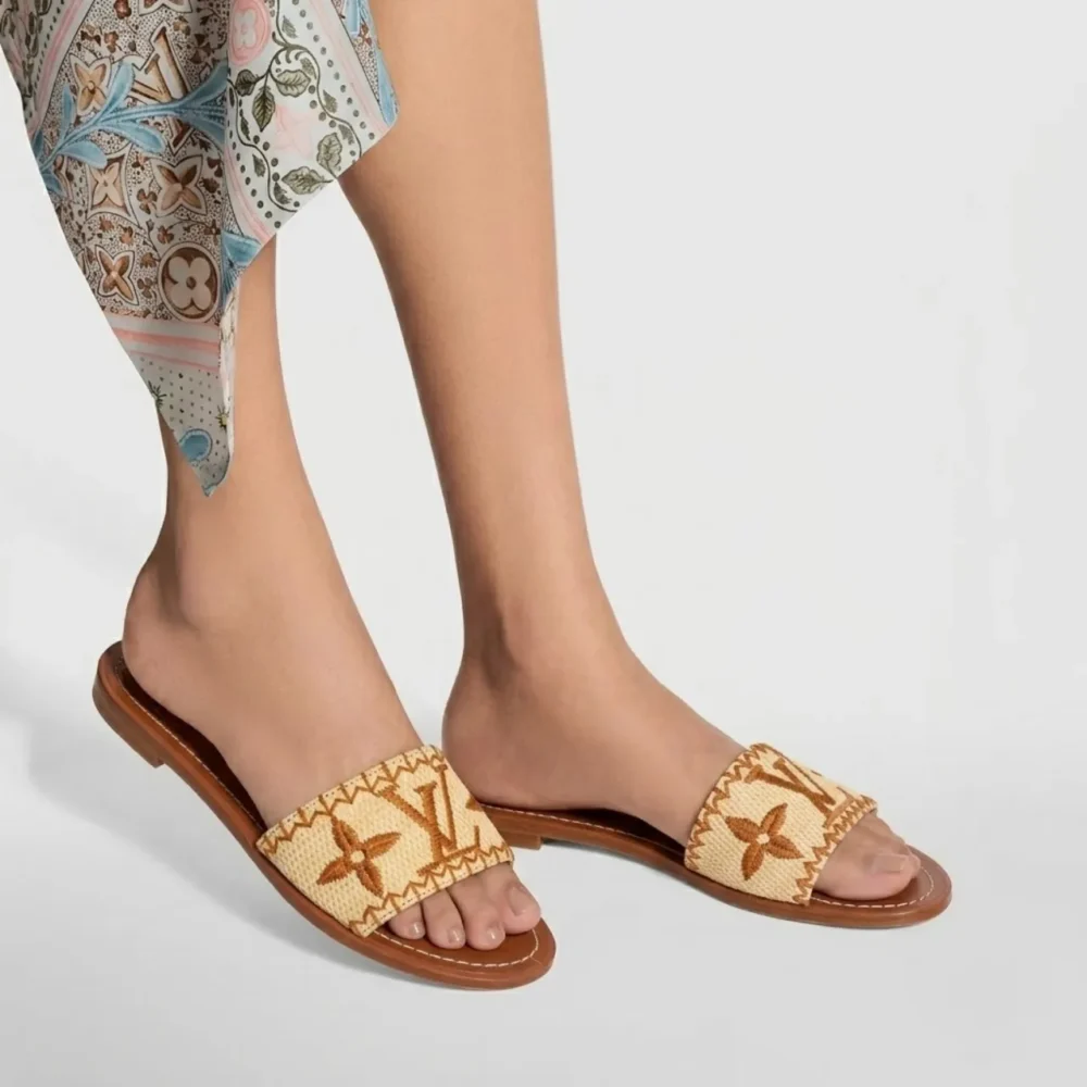 Alternative view of Louis Vuitton Lock It Flat Mule Cognac Brown Leather 1A8SVI