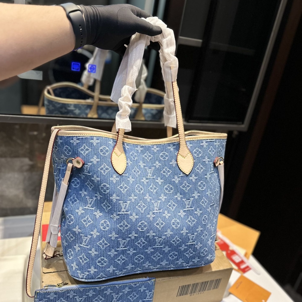 Alternative view of Louis Vuitton Neverfull MM Bag Denim Blue 31Cm M13192