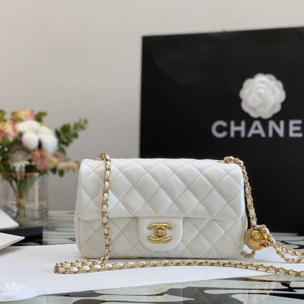 Alternative view of Chanel Quilted Mini CC Pearl Crush Rectangular Flap White 20Cm