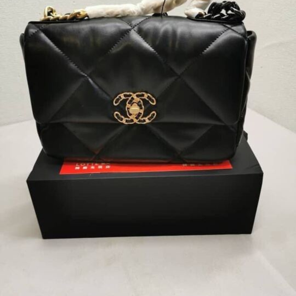 Alternative view of Chanel 19 Flap Bag Shiny Gold And Silver Tone Black 26Cm AS1160 B04852 94305