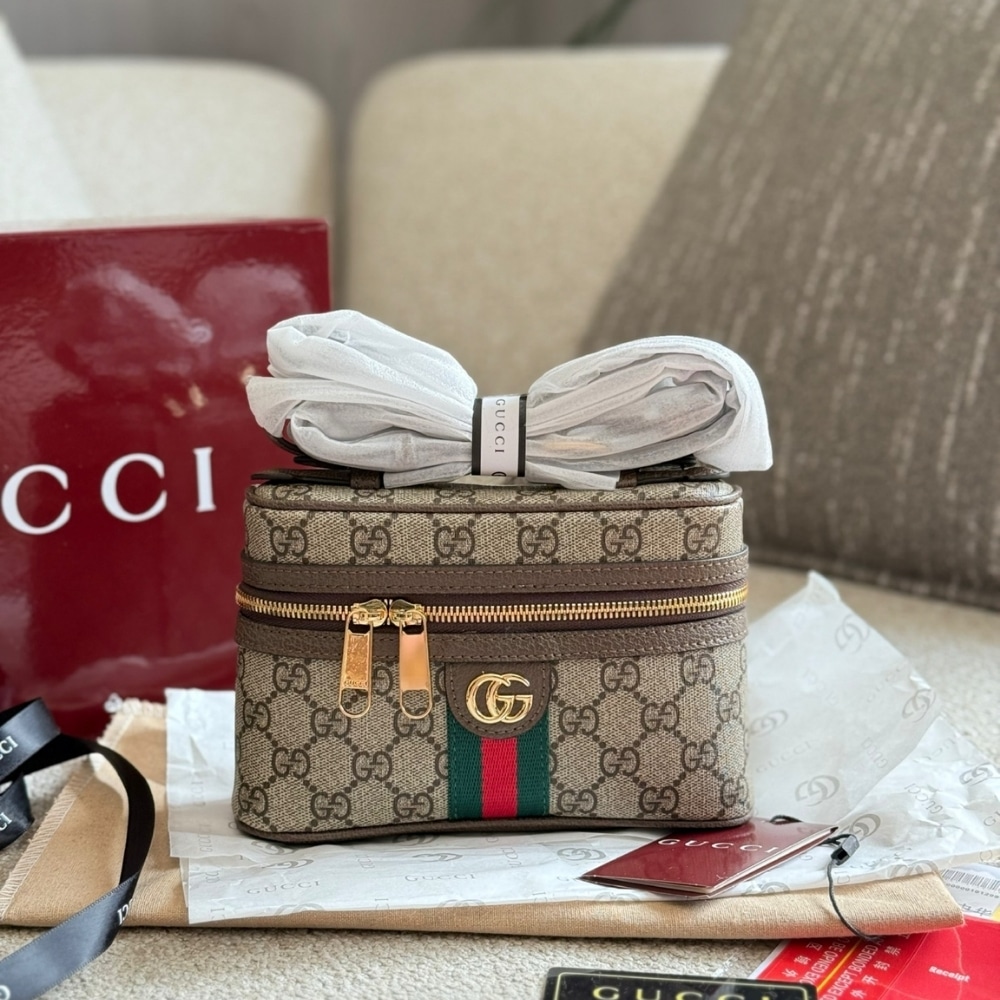 Alternative view of Gucci Ophidia Small Vanity Bag Beige And Dark Brown 18Cm ‎816357 96IWG 8745