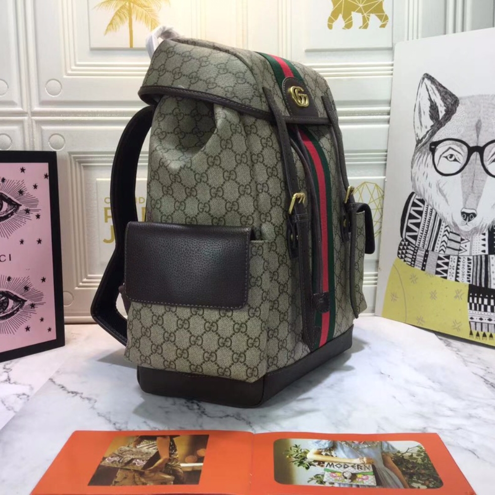 Alternative view of Gucci Ophidia GG Medium Large Backpack Beige And Ebony GG Supreme Canvas 40Cm 598140 HUHAT 8564