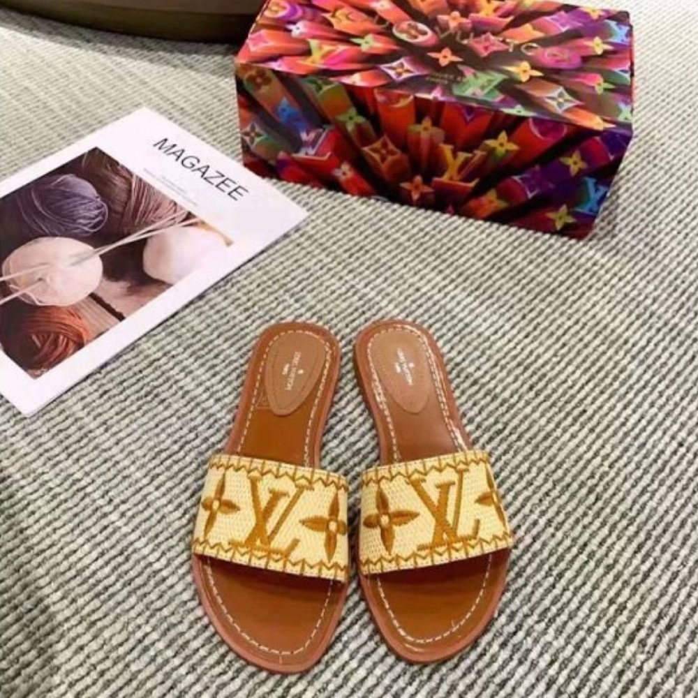 Alternative view of Louis Vuitton Lock It Flat Mule Cognac Brown Leather 1A8SVI