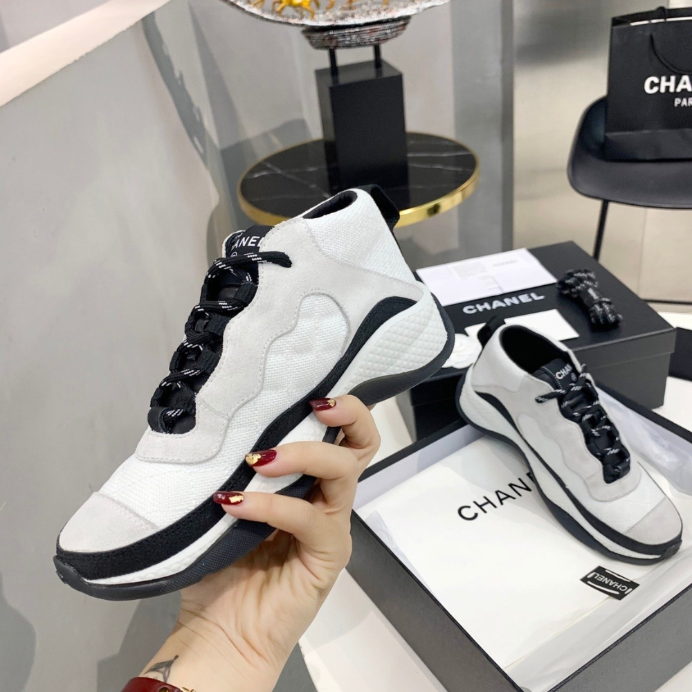 Alternative view of Chanel Plain Logo Sneakers Suede White G65776