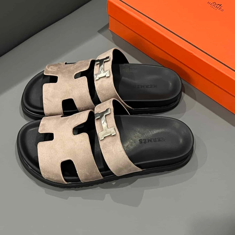 Alternative view of Hermes Chypre Sandal Suede H Logo Silver Hardware Light Brown
