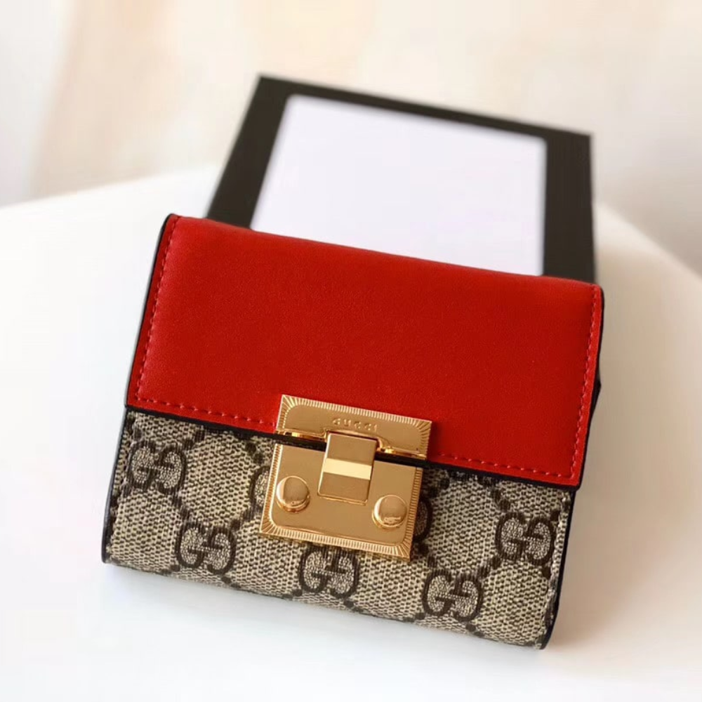 Alternative view of Gucci GG Supreme Padlock Wallet Red And Beige 11Cm