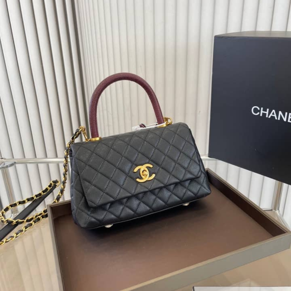 Alternative view of Chanel Medium Coco Handle Bag Gold Hardware Black 23Cm