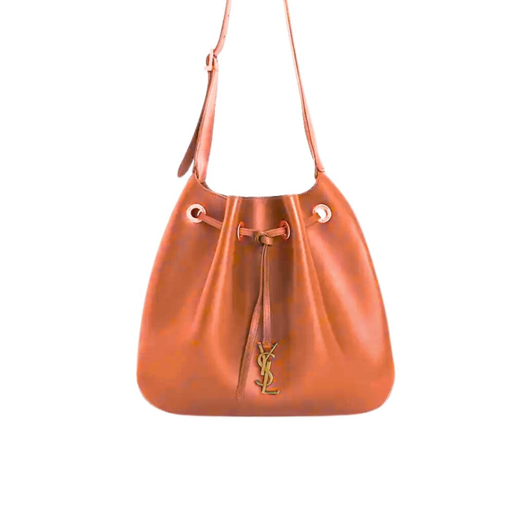 Saint Laurent Paris VII Medium Flat Hobo Bag In Smooth Brown 28Cm