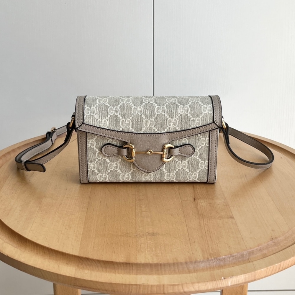 Alternative view of Gucci Horsebit 1955 Mini Bag‎ Beige And White GG Supreme 18Cm ‎699296 UULBG 9683