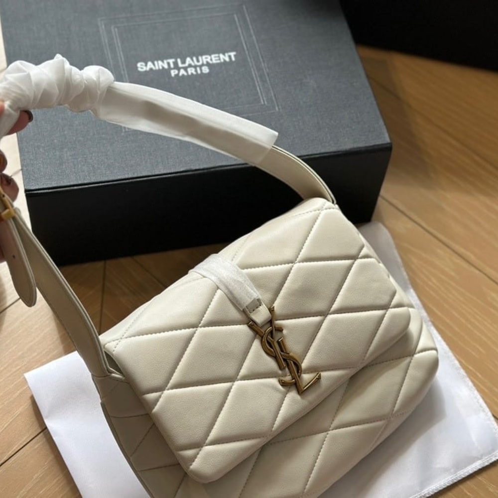 Alternative view of Saint Laurent Le 57 Quilted Leather Shoulder Bag White 27Cm