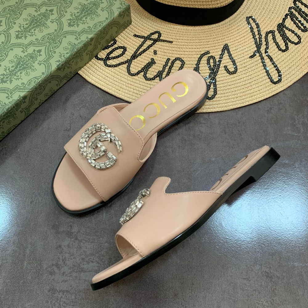 Alternative view of Gucci Double G Slippers Leather Beaded In Beige