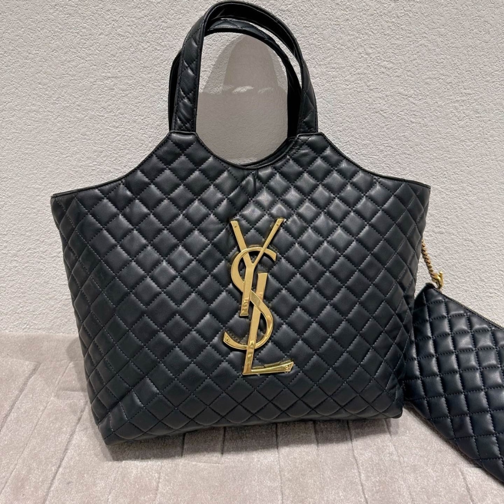 Alternative view of Saint Laurent Icare Shopping Bag In Quilted Black Gold 50Cm
