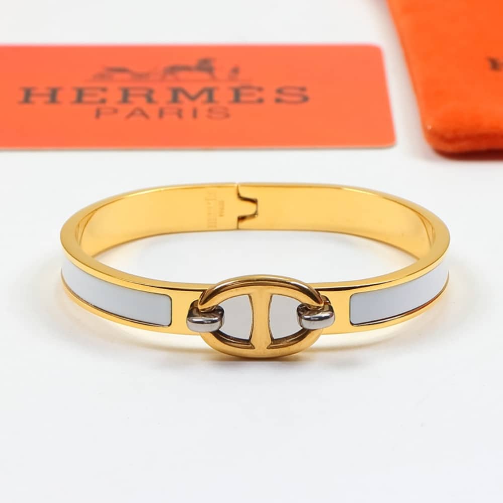Alternative view of Hermes Mini Clic Chaine D'Ancre Bracelet Gold Tone With Light Blue H209000FV4HGM