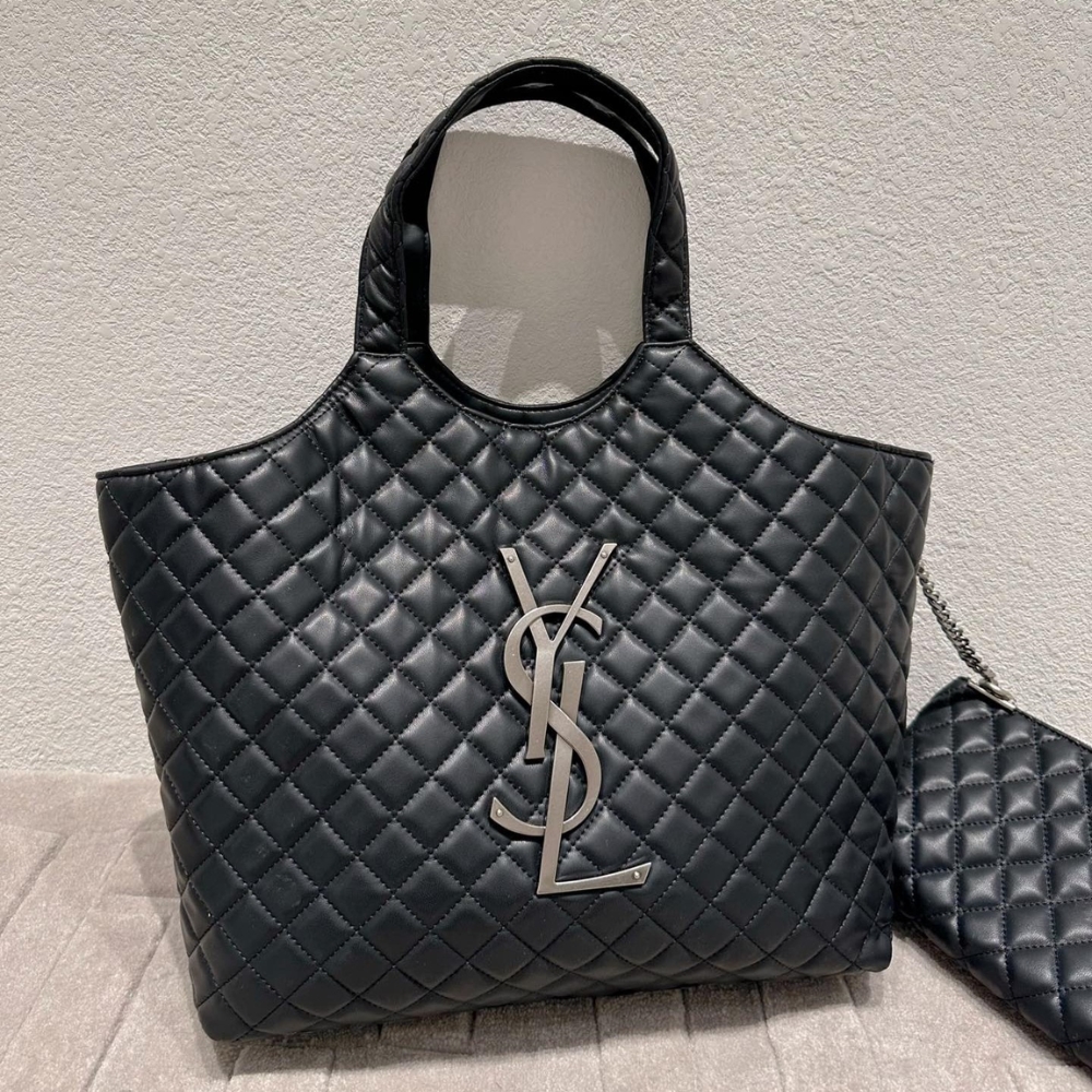 Alternative view of Saint Laurent Icare Shopping Bag In Quilted Black Silver 40Cm