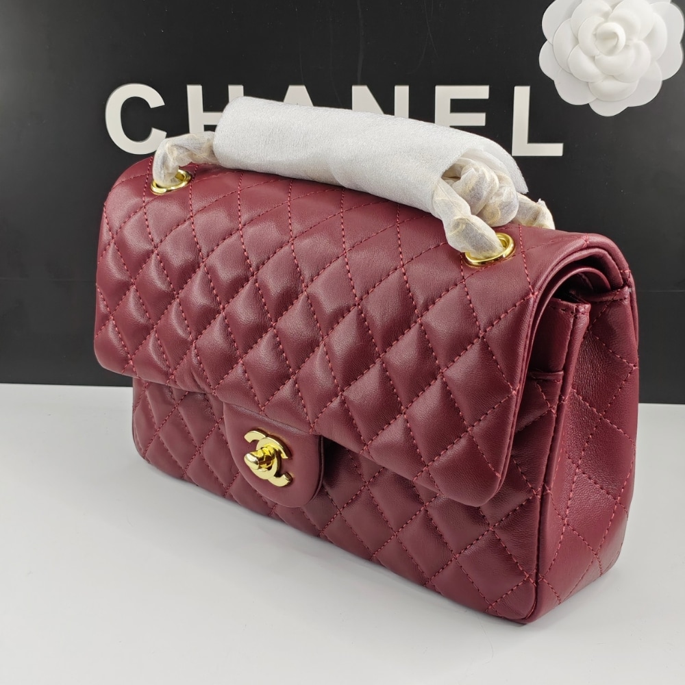 Alternative view of Chanel Classic 11.12 Handbag Gold Tone Metal Burgundy 25Cm A01112 Y04059 NZV44