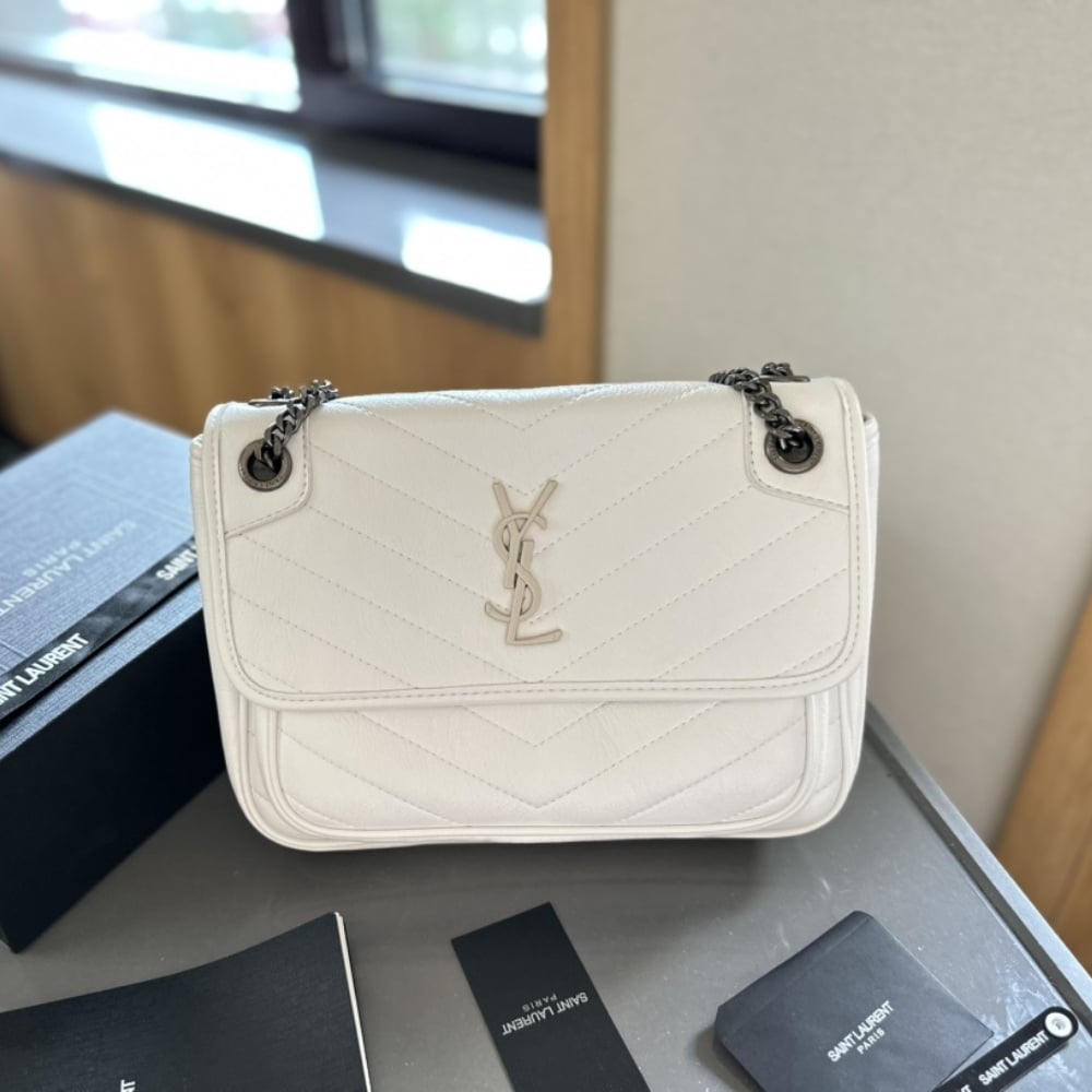 Alternative view of Saint Laurent Niki Medium In Vintage Leather White 28Cm