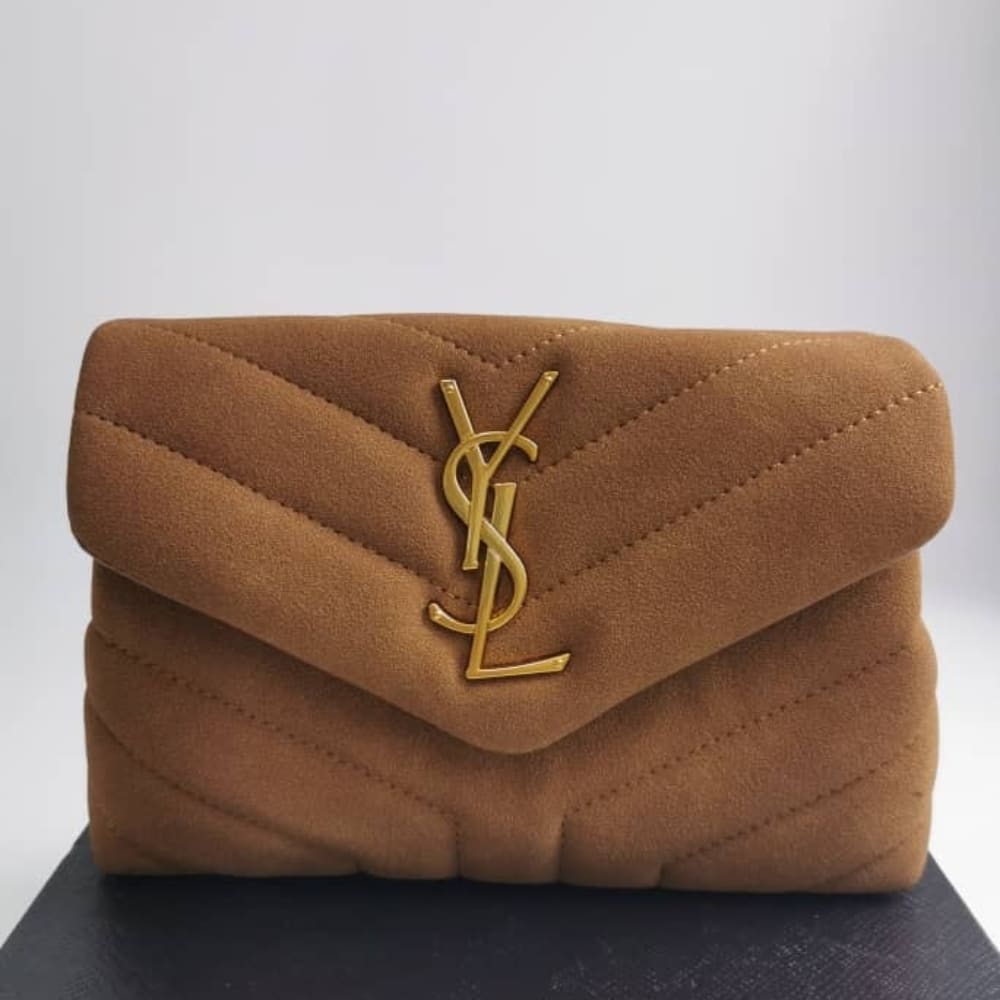 Alternative view of Saint Laurent Loulou Small Shoulder Bag In Suede Brown 22Cm