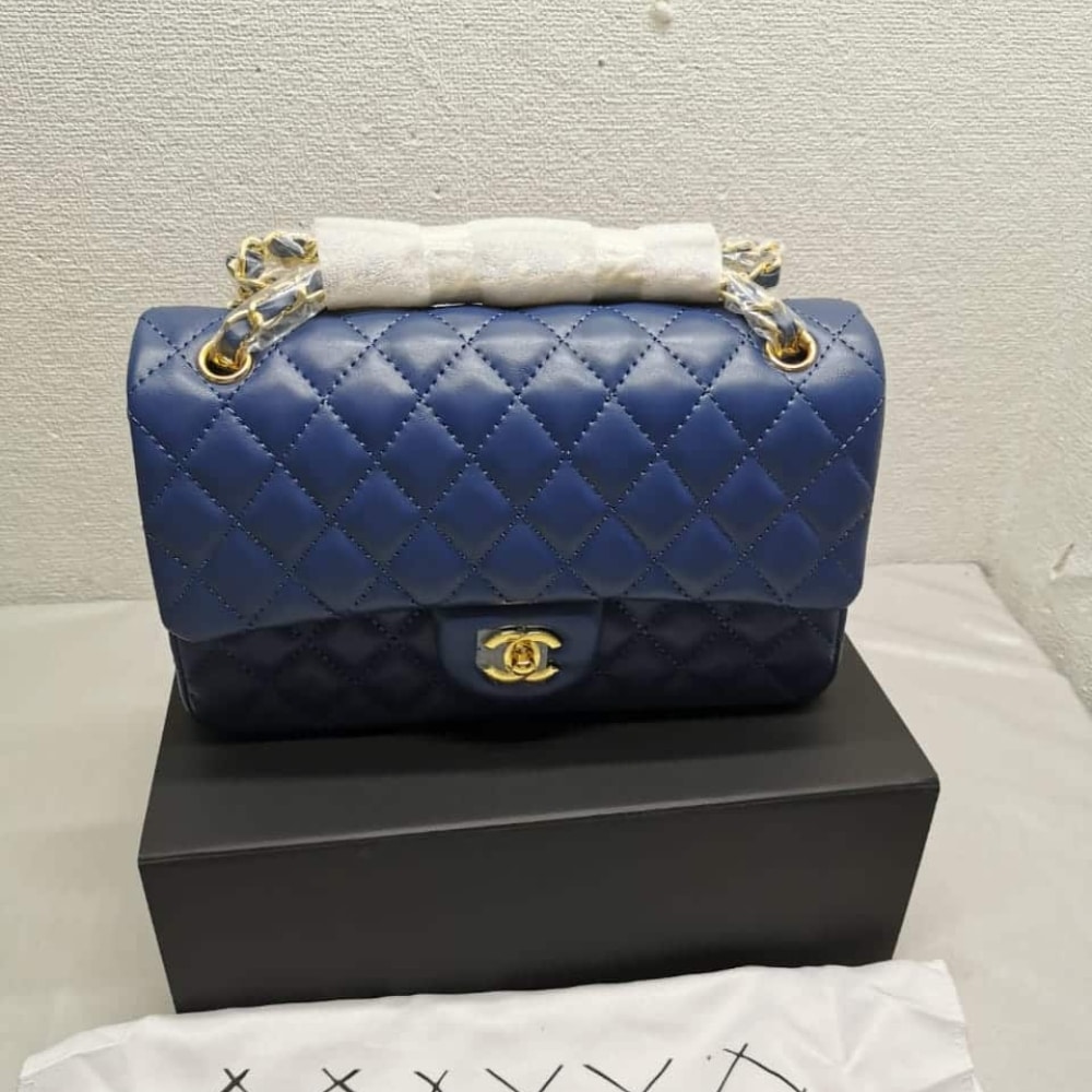 Alternative view of Chanel Classic Medium Flap Navy And Gold 25Cm