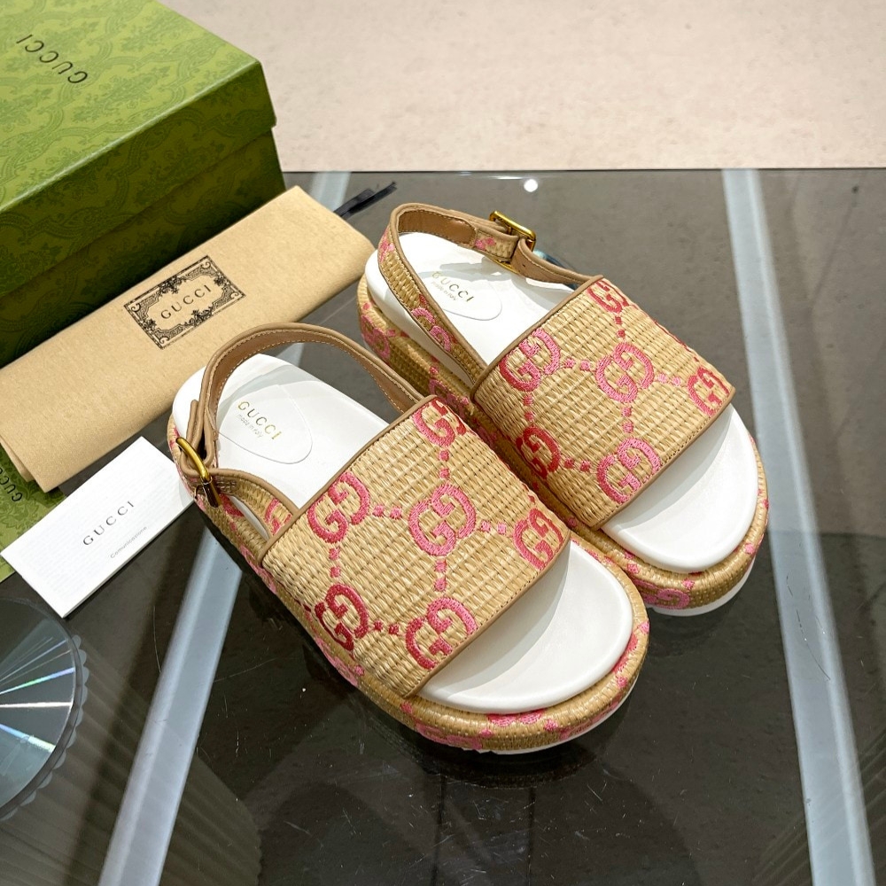 Alternative view of Gucci GG Platform Sandals Beige Pink
