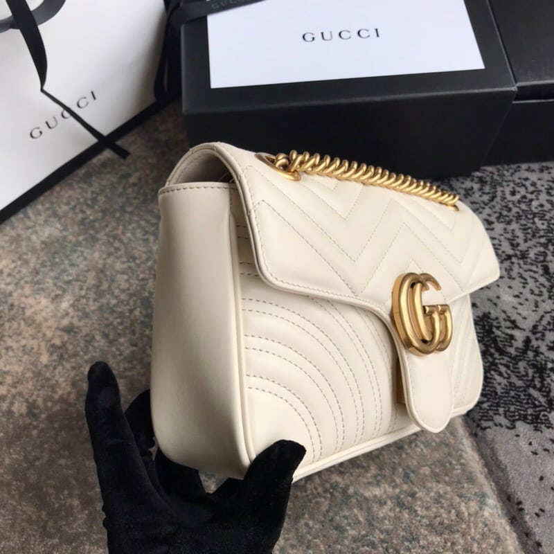 Alternative view of Gucci GG Marmont Mini Shoulder Bag White Matelassé 22Cm 446744 DTDIT 9022