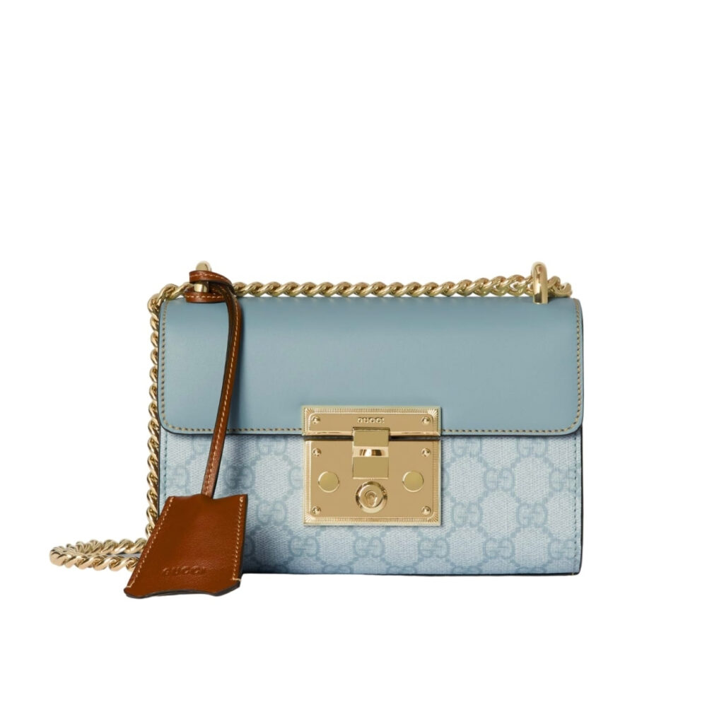 Gucci Padlock Small Shoulder GG Supreme Dusty Blue 20Cm ‎09487 FAD3R 8744