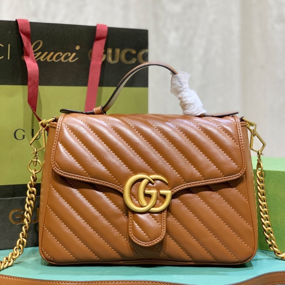 Alternative view of Gucci GG Marmont Mini Top Handle Bag Brown 20Cm