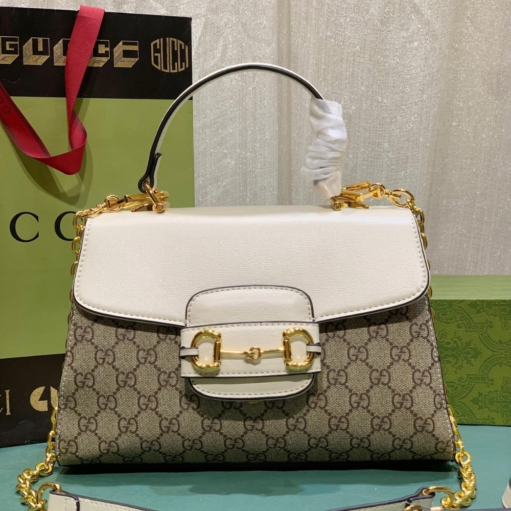 Alternative view of Gucci Horsebit 1955 Mini Top Handle Bag Beige Ebony 29Cm