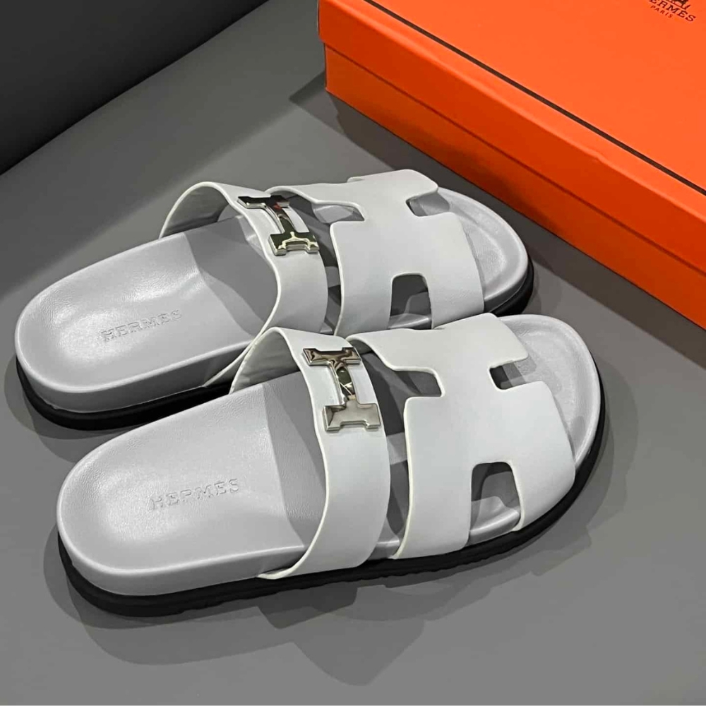 Alternative view of Hermes Chypre Sandal H Logo Silver Hardware Light Grey