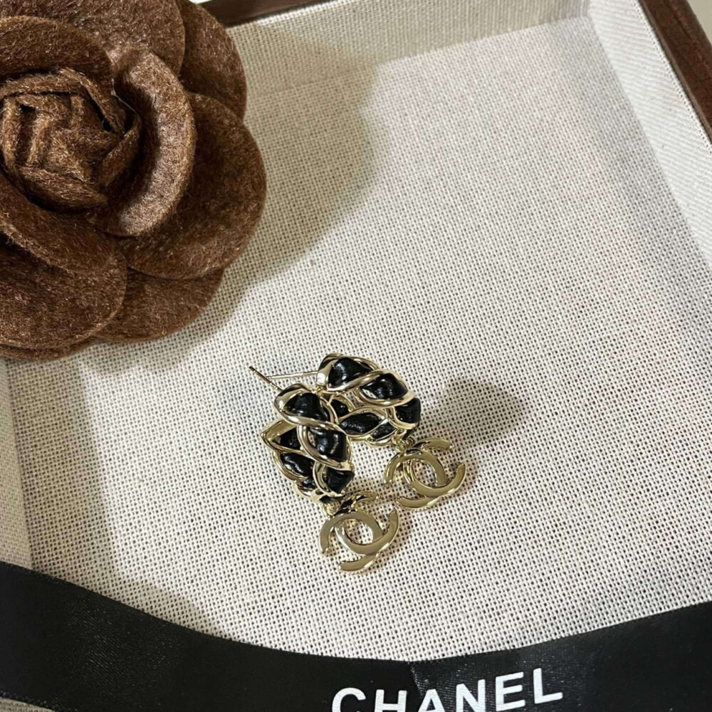 Alternative view of Chanel Chain CC Small Hoop Earrings Gold