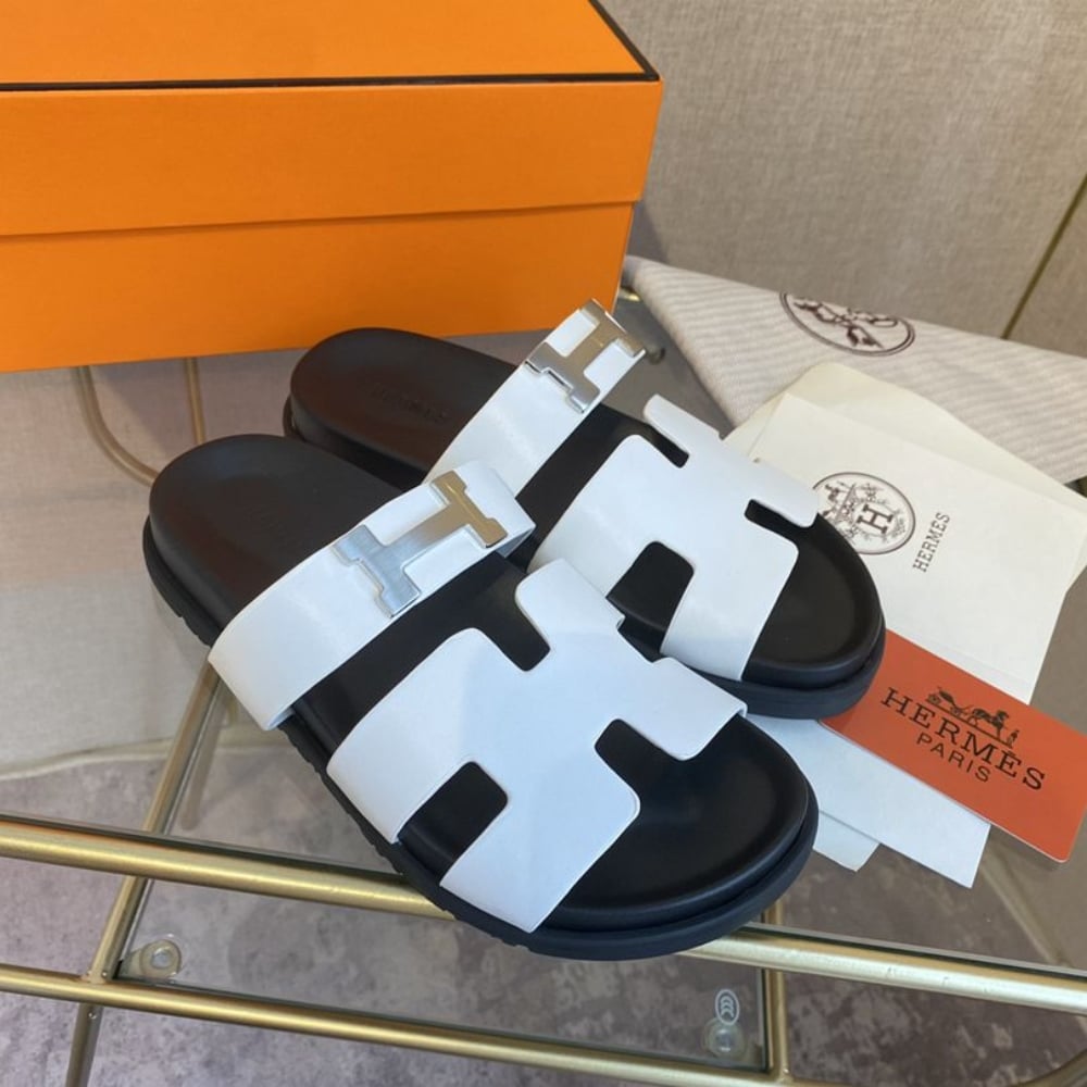 Alternative view of Hermes Chypre Sandal H Logo Silver Hardware White
