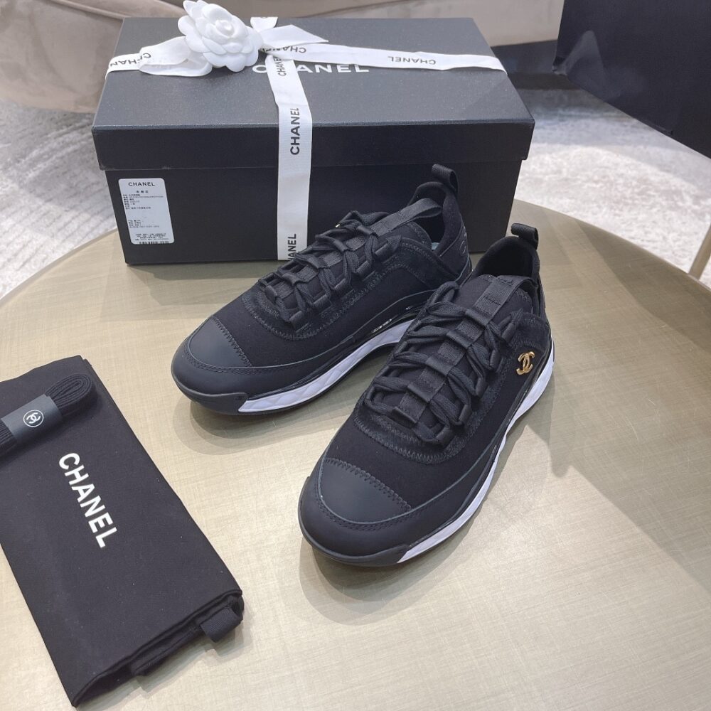 Alternative view of Chanel Logo Low Top Trainer Sneakers Black G35617 Y53646 94305