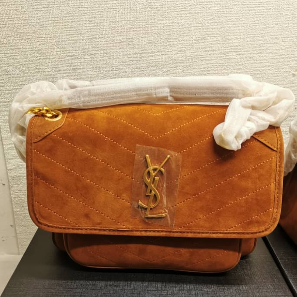 Alternative view of Saint Laurent Niki Baby Chain Bag In Suede Brown 28Cm