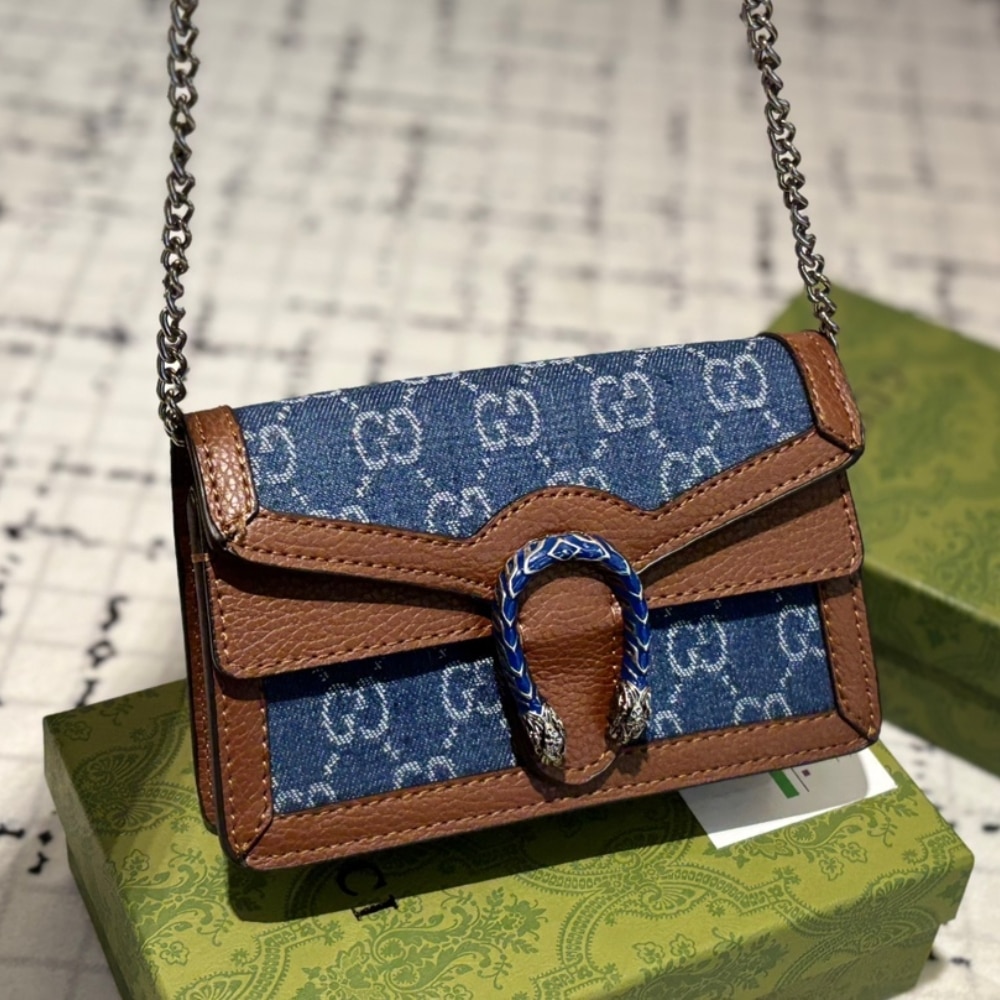 Alternative view of Gucci Dionysus Super Mini Dark Blue And Brown 16Cm 476432 2KQFN 4483