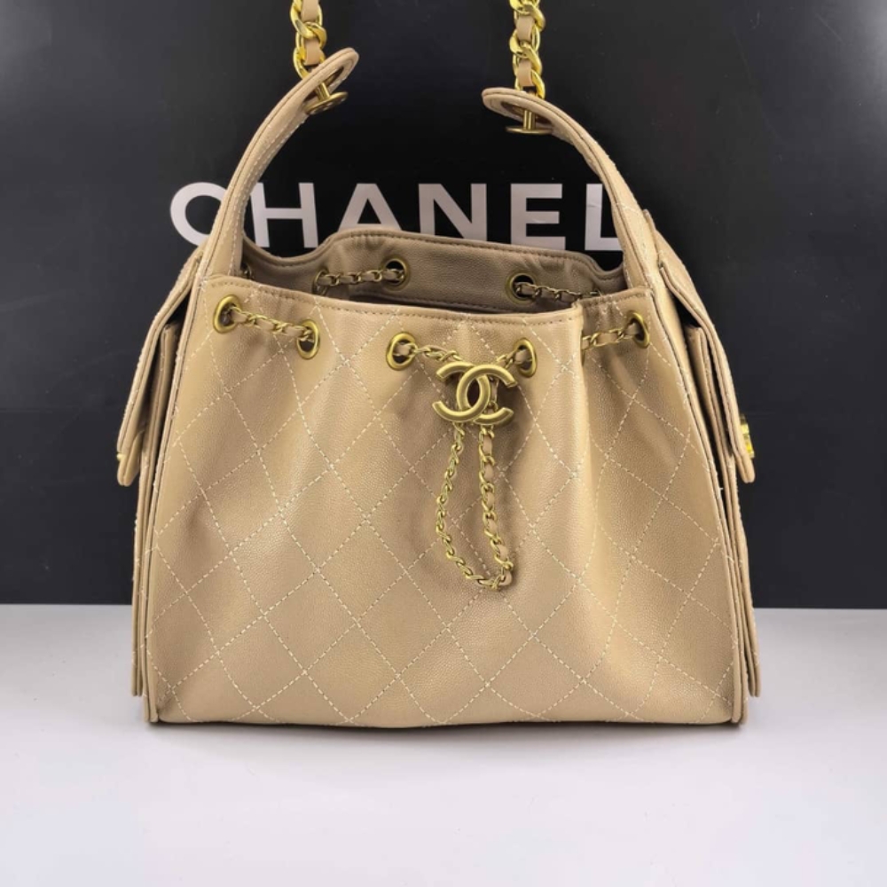 Alternative view of Chanel 25 Small Handbag Grained And Gold Tone Metal Beige 25Cm