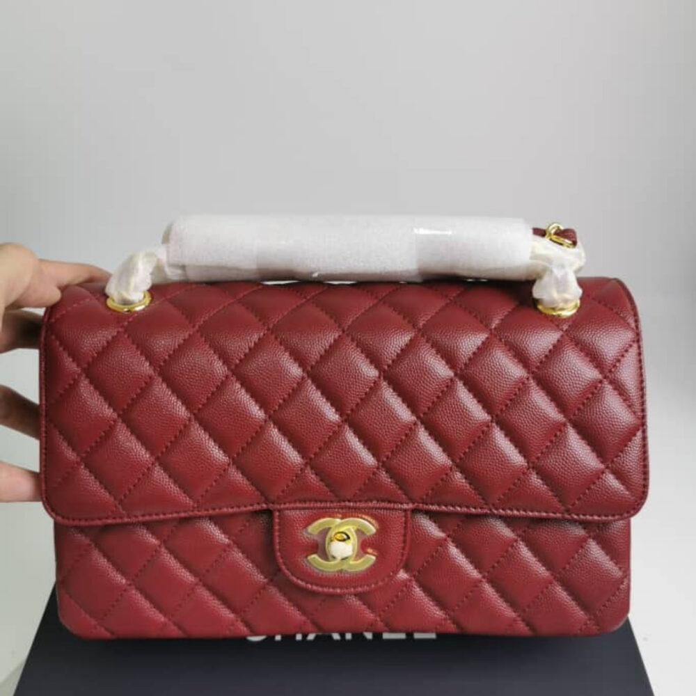 Alternative view of Chanel Medium Classic Double Flap Burgundy Gold Hardware 25Cm
